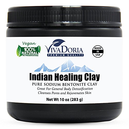 Book Cover Viva Doria Indian Healing Clay, 10 Oz (283 grams) - Deep Pore Cleansing, Therapeutic Grade, Clay Face Mask, Natural Sodium Bentonite Clay