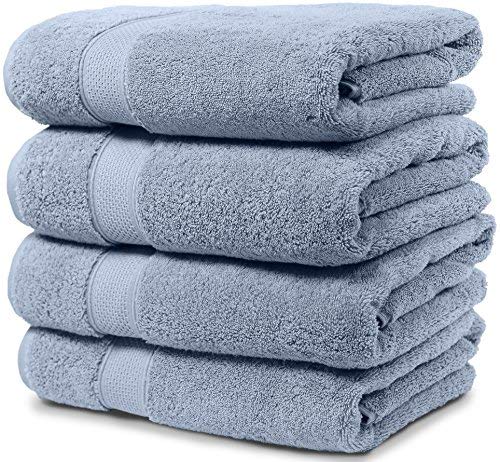 Book Cover Maura 4 Piece Bath Towel Set Premium Quality Turkish Towels. Super Soft, Plush and Highly Absorbent. Set Includes 4 Pieces of Bath Towels (Bath Towel-Set of 4, Serenity Blue)