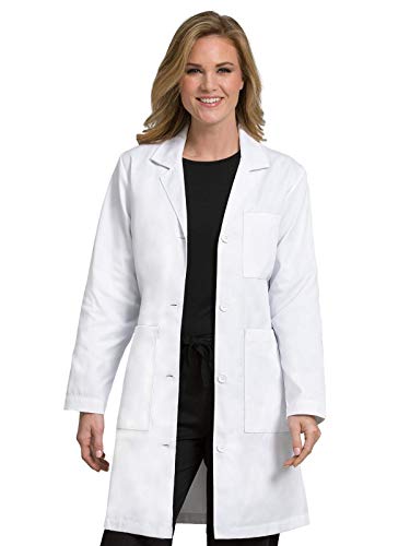 Book Cover Med Couture Women's Lab Coat 37 Inch White Labcoat Long