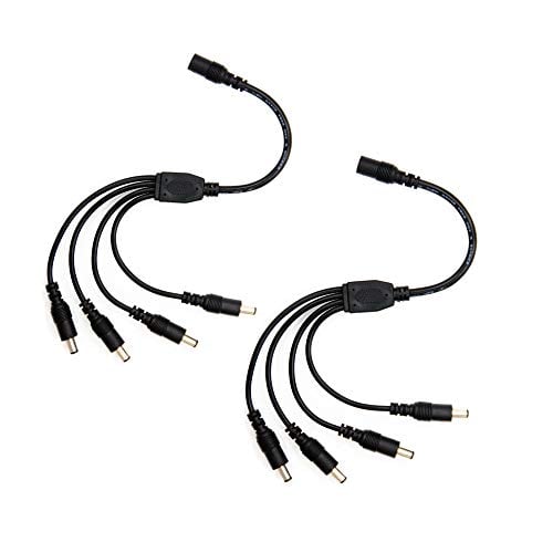 Book Cover 2 Pack black 1 Female to 4 male 5.5mm X 2.1mm CCTV DC Power Supply Splitter Cable
