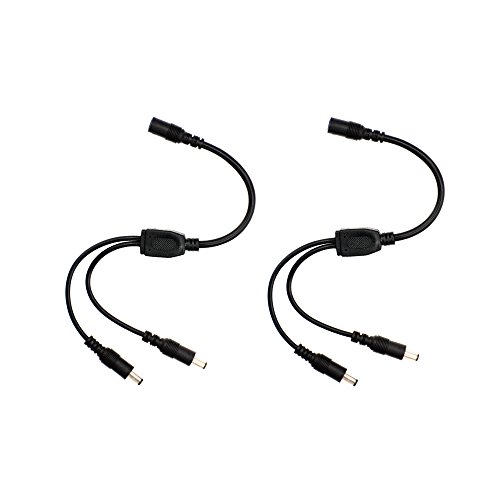 Book Cover 2 Pack black 1 Female to 2 male 5.5mm X 2.1mm CCTV DC Power Supply Splitter Cable