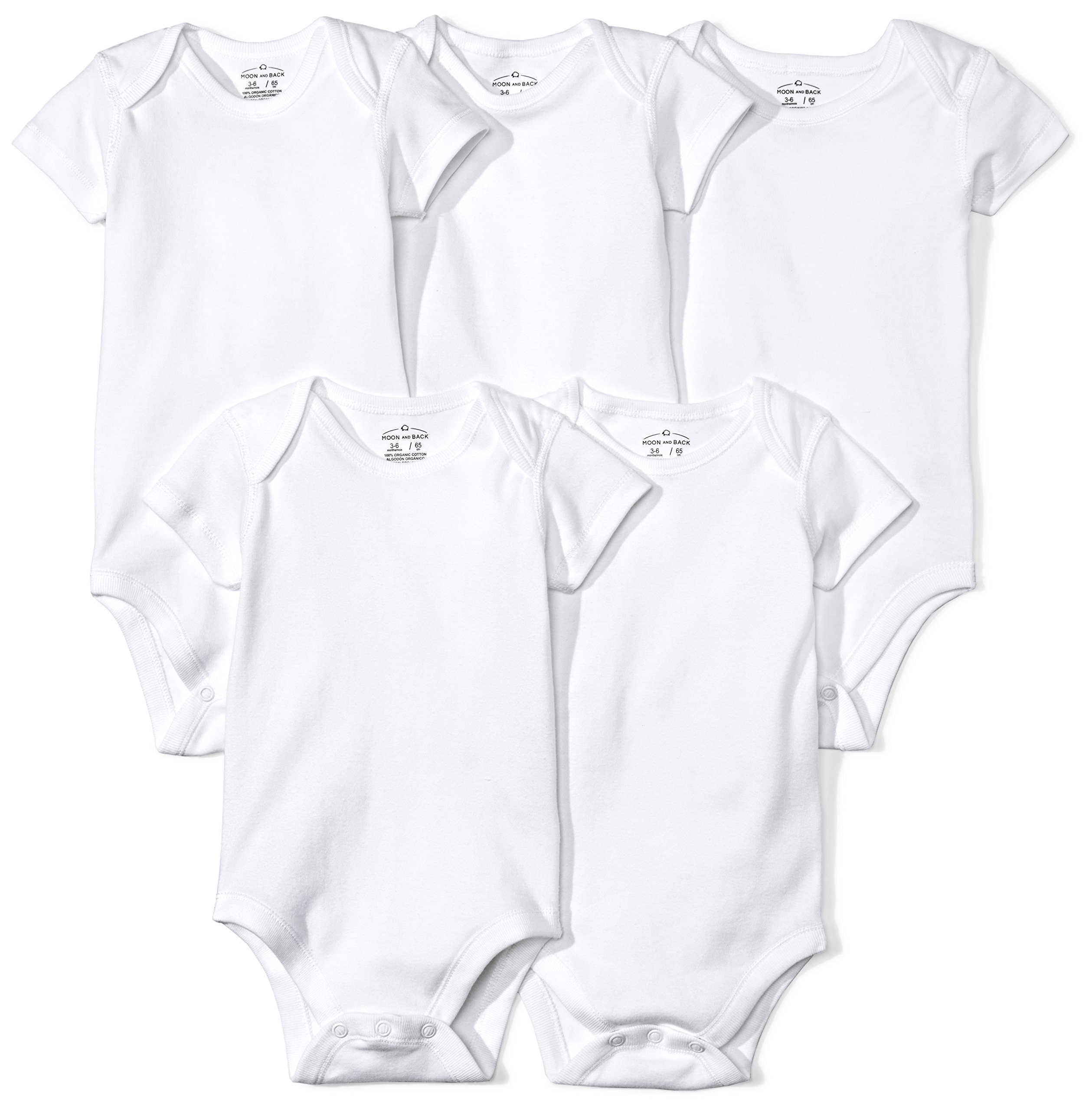 Book Cover Moon and Back Baby Set of 5 Organic Short-Sleeve Bodysuits
