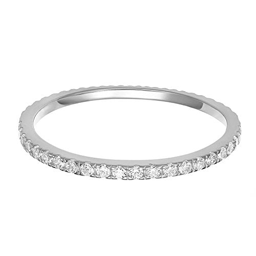 Book Cover PAVOI AAAAA CZ Sterling Silver Cubic Zirconia Stackable Eternity Ring - Size 6