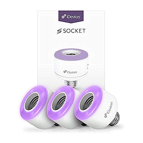 Book Cover 3 Pack iDevices Socket - WiFi Enabled Light Bulb Adapter, No Hub Required, Works with Apple HomeKit, Amazon Alexa and Android
