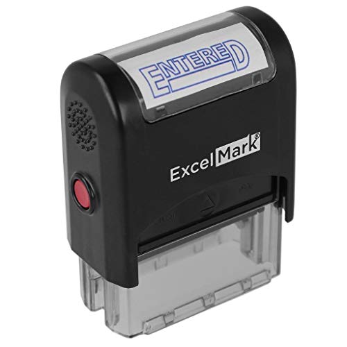 Book Cover Entered - ExcelMark Self-Inking Rubber Stamp - A1539 Blue Ink