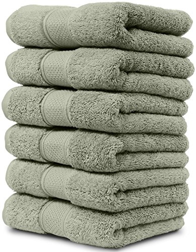 Book Cover Maura 6 Piece Hand Towel Set. 2018 Premium Quality Turkish Towels. Super Soft, Plush and Highly Absorbent. Set Includes 6 Pieces of Hand Towels (Hand Towel - Set of 6, Sage Green)