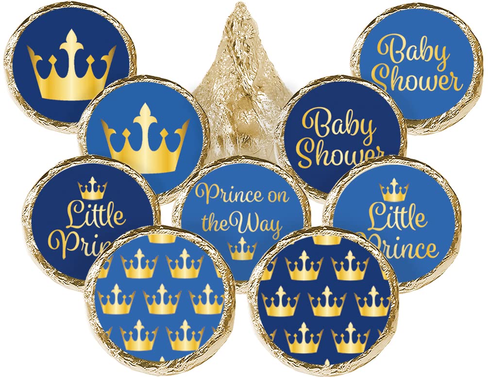 Book Cover DISTINCTIVS Little Prince Royal Baby Shower Favor Stickers - 180 Count