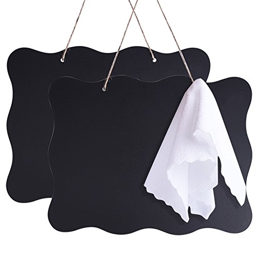 Book Cover AUSTOR Chalkboards 10x14 Inch Double Sided Erasable Chalkboard Signs Message Board with Hanging String and Cleaning Cloth, 2 Pack
