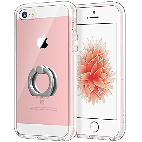 Book Cover JETech Case for Apple iPhone SE, iPhone 5s, and iPhone 5, Ring Holder Kickstand, Shock-Absorption Bumper Cover, HD Clear