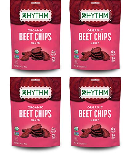 Book Cover Rhythm Superfoods Beet Chips, Naked, Organic and Non-GMO, 1.4 Oz (Pack of 4), Vegan/Gluten-Free Superfood Snacks