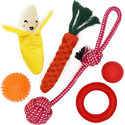 Book Cover Yotache Small Dog Toys Set 6 Pack Ball Rope and Chew Toys for Small Dog Puppy