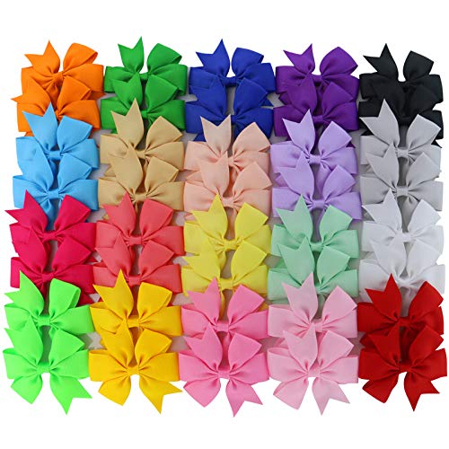 Book Cover Chiffon 3in Boutique Grosgrain Ribbon Pinwheel Hair Bows Clips for Baby Girls Teens Toddlers Newborn Set of 40