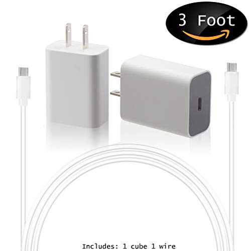 Book Cover Google USB-C Charging Rapidly Charger for 2nd & 3rd Gen Pixel devices (18W 3A Charger + 3 Foot USB-C, C-C Cable)