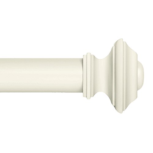 Book Cover Ivilon Drapery Window Curtain Rod Set - Square Design 1 1/8 Rod. 72 to 144 Inch. Ivory/White
