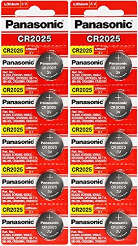 Book Cover Panasonic CR2025-10 CR2025 3V Lithium Coin Battery (Pack of 10)