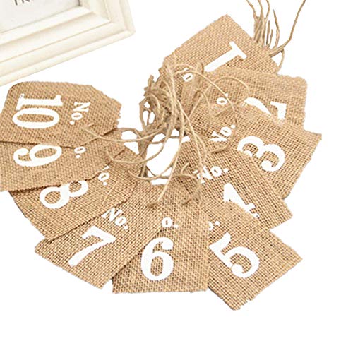 Book Cover OZXCHIXU (TM) Pack of 10 Burlap Flags Table Numbers Vintage Rustic Wedding Decor