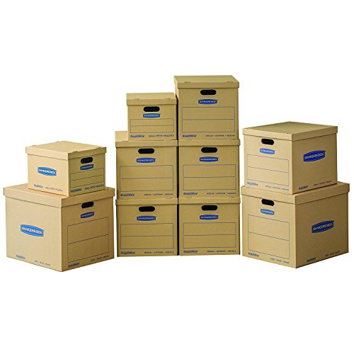 Book Cover Bankers Box SmoothMove Classic Moving Kit Boxes, Tape-Free Assembly, Easy Carry Handles, 2 Small 6 Medium 2 Large, 10 Pack (7716801)