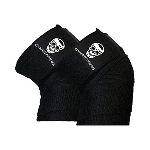 Book Cover Knee Wraps (Pair) With Strap for Squats, Weightlifting, Powerlifting, Leg Press, and Cross Training - Flexible 72 inch Knee Wraps for Squatting - For Men & Women