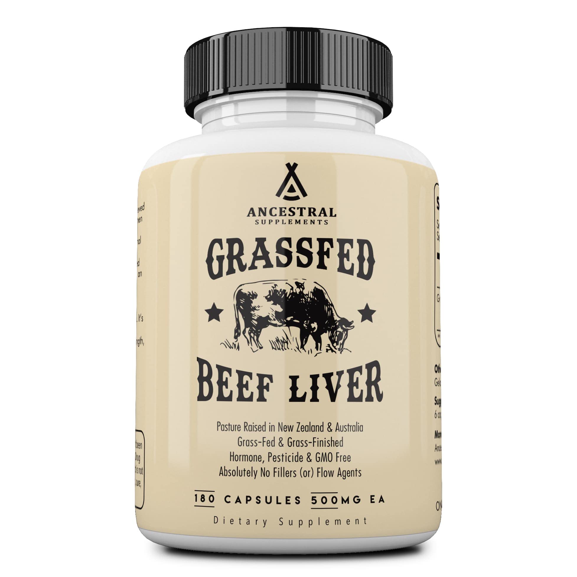 Book Cover Ancestral Supplements Grass Fed Beef Liver Capsules, Supports Energy Production, Detoxification, Digestion, Immunity and Full Body Wellness, Non-GMO, Freeze Dried Liver Health Supplement, 180 Capsules