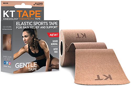 Book Cover KT Tape Kinesiology Therapeutic Sports Tape, Gentle Adhesive for Sensitive Skin, 20 Precut 10 inch Strips, Beige