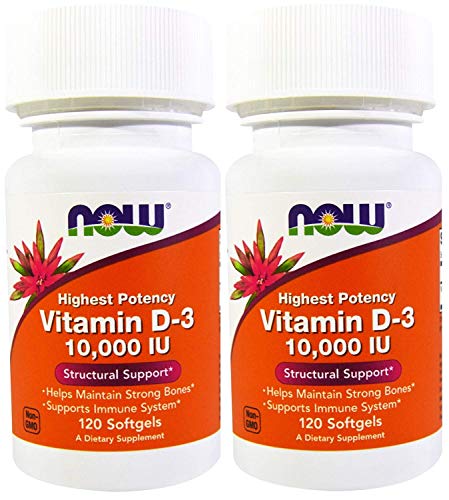 Book Cover Now Foods Vitamin D-3 10,000 IU 120 Soft Gels (2 Pack)