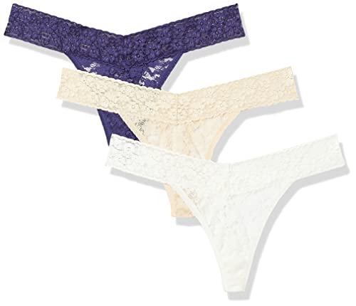 Book Cover Amazon Brand - Mae Women's Lace Thong Underwear, 3 pack