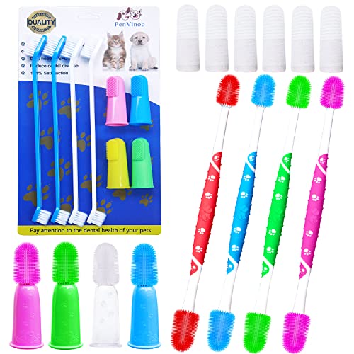 Book Cover PenVinoo 22 PCS 360 Â° Dog Toothbrush Pet Toothbrush 360 Â° Finger Toothbrush Small to Large Dogs
