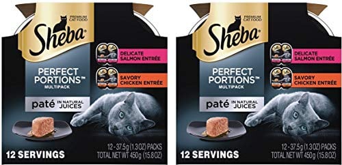 Book Cover Sheba Perfect Portions Multipack Chicken And Salmon Entrée Wet Cat Food Trays, 2.6 Ounces,12 Servings ( Pack Of 2 )