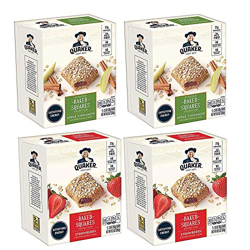 Book Cover Quaker Baked Squares, Soft Baked Bars, Strawberry & Apple Cinnamon Variety Pack, 5 Count (Pack of 4)