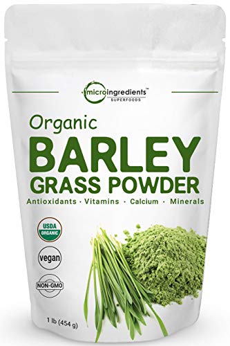 Book Cover Sustainably US Grown, Organic Barley Grass Powder, 1 Pound, Rich Fiber, Vitamins, Minerals, Antioxidants, Chlorophyll, Essential Amino Acids and Protein. No Irradiated, No GMOs and Vegan Friendly.