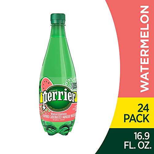 Book Cover Perrier Watermelon Flavored Carbonated Mineral Water, 16.9 fl oz. Plastic Bottles (Pack of 24)