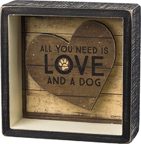 Book Cover Primitives by Kathy All You Need is Love and a Dog 5 x 5 Decorative Box Sign