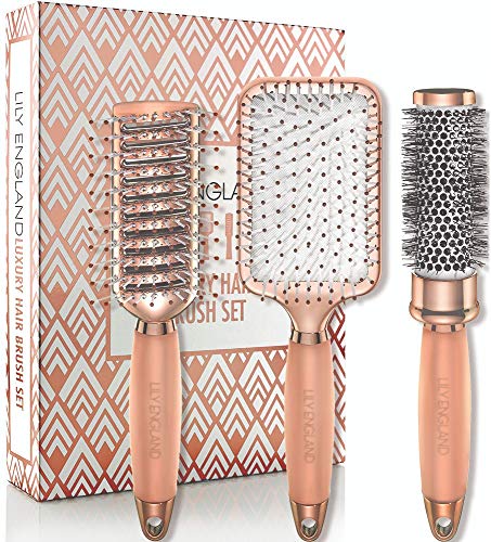 Book Cover Lily England Rose Gold Hair Brush Set - Luxury Professional Hairbrush Gift Set for All Hair Types