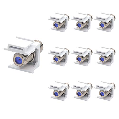 Book Cover VCE 10-Pack 3 GHz Coaxial Keystone Jack Insert, RG6 Keystone Jack Insert Gender Changer Nickel-Plated