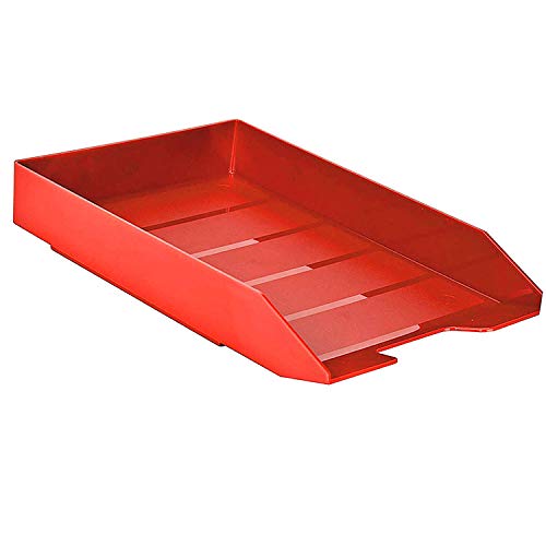 Book Cover Acrimet Stackable Front Load Letter Size Tray Plastic Desktop File Organizer (Solid Red Color) (1 Unit)
