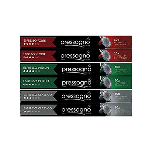 Book Cover PRESSOGNO 60 Pack NESPRESSO Compatible (OriginalLine) Coffee Capsules - Italian Premium Café Espresso Variety Pack – Fair Trade