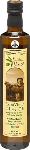 Book Cover Papa Vince Olive Oil Extra Virgin - First Cold Press Family Harvest, Polyphenol Rich, Subtle Peppery Finish, Unrefined, High in Monounsaturated Fat, No Pesticides, No GMO, Keto, Paleo, Sicily, Italy