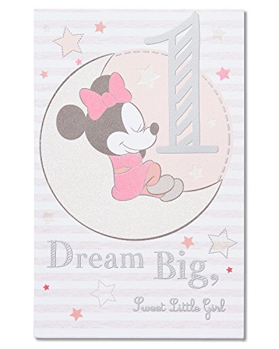 Book Cover American Greetings 1st Birthday Card for Girl (Minnie Mouse, Dream Big)