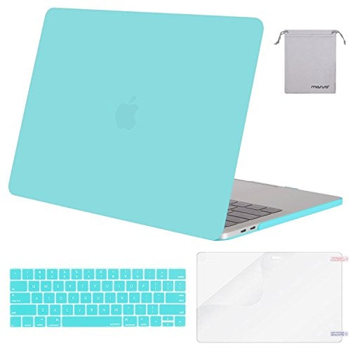 Book Cover MOSISO MacBook Pro 13 inch Case 2019 2018 2017 2016 Release A2159 A1989 A1706 A1708, Plastic Hard Shell &Keyboard Cover &Screen Protector &Storage Bag Compatible with MacBook Pro 13, Turquoise