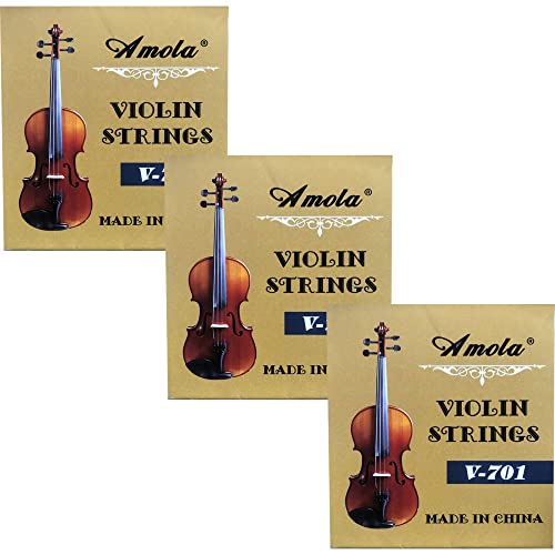 Book Cover 3 Packs Full Set Replacement Stainless Steel 4/4 Size Violin Strings E A D G
