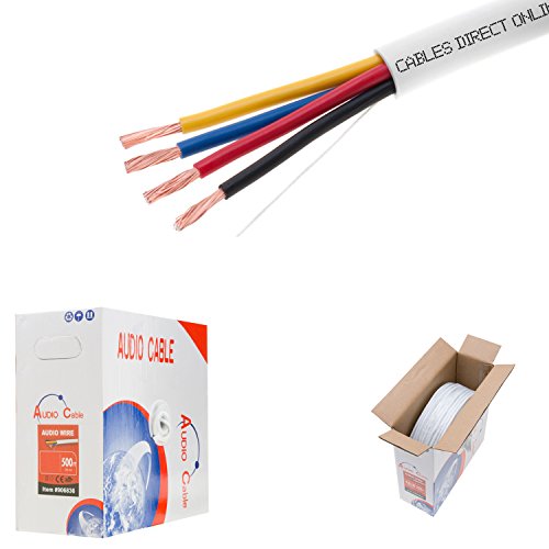 Book Cover 500ft 16AWG 4 Conductors (16/4) CL2 Rated Loud Speaker Cable Wire, Pull Box (For In-Wall Installation) (16AWG / 4 Conductors, 500ft)