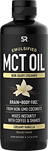Book Cover Sports Research Emulsified MCT Oil | Made from Non-GMO Coconuts - Non-Dairy Creamer for Cold Brew, Keto Coffee, Protein Shakes, Salads & More - 16oz (Vanilla)