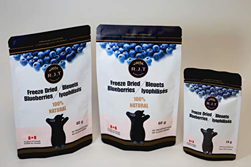 Book Cover R.J.T Freeze-Dried Blueberries, All Nature, Unsweetened 60g/Bag Family Pack (2 bags) + one 16g bonus snack size