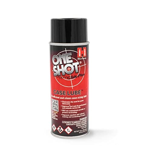 Book Cover Hornady One Shot Case Lube, 10 oz / 14 fl oz – Aerosol Dry Lube, with DynaGlide Plus – Clean, Non-Sticky and Easy to Use – Contains No Petroleum, Won't Contaminate Powder or Primers