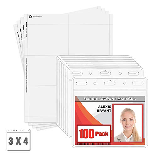 Book Cover MIFFLIN Plastic Horizontal Card Holder (76x102 mm, Clear, Bulk 100 Pack) Quick Load No Zipper Name ID Badge