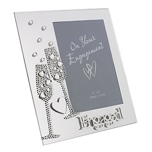 Book Cover Oaktree Gifts Mirror Photo Frame 4 x 6 Diamante Style Flute and Heart dÃ©cor Engaged