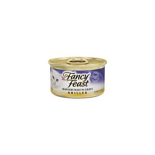 Book Cover Fancy Feast Grilled Seafood Feast in Gravy Canned Cat Food, 3-oz, case of 12