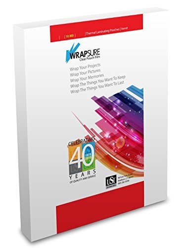 Book Cover USI WrapSure Thermal (Hot) Laminating Pouches/Sheets, Menu Size, 10 Mil Thick, 12 x 18 Inches, Clear, Gloss, 50-Pack
