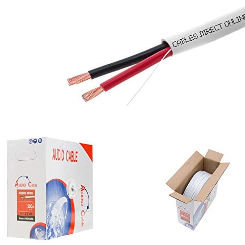Book Cover 500ft 16AWG 2 Conductors (16/2) CL2 Rated Loud Speaker Cable Wire, Pull Box (for in-Wall Installation) (16AWG / 2 Conductors, 500ft)