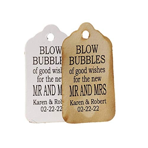 Book Cover Blow Bubbles of Good Wishes for the new Mr and Mrs Personalized with your names Set of 50 Tags (my xsmall tag size) 7/8